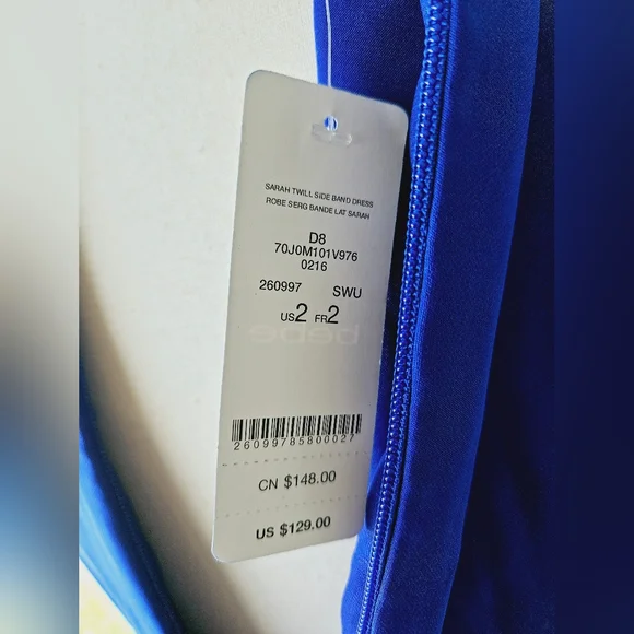 NWT BEBE Sarah Side Band Cutout Cocktail Mini Dress in Cobalt Blue 2 XS - Picture 6 of 6